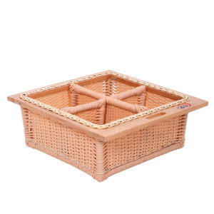 Wicker Basket Flat PVC With Two Partitions