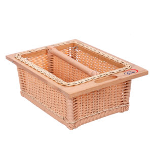 One Partition Flat PVC Wicker Basket